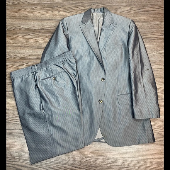Hugo Boss Suits Blazers Hugo Boss Silver W White Stripe Sharkskin Suit 4 Poshmark